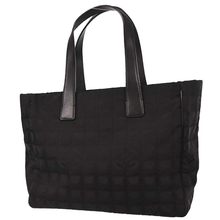 Chanel Black Jacquard Nylon Travel Line Tote Handbag 177509