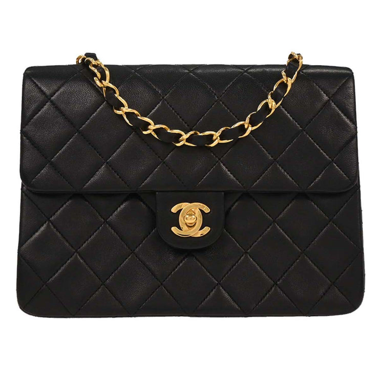 Chanel Black Lambskin Classic Square Flap Shoulder Bag 20 177512