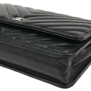 Chanel Black Calfskin Chevron Classic WOC Wallet On Chain 177514