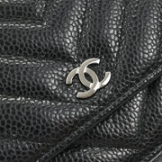 Chanel Black Calfskin Chevron Classic WOC Wallet On Chain 177514