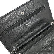 Chanel Black Calfskin Chevron Classic WOC Wallet On Chain 177514