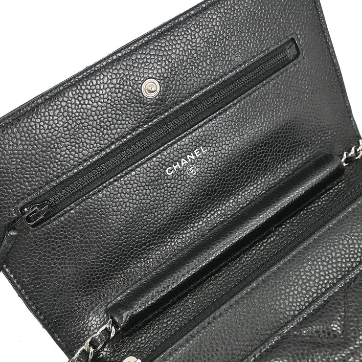Chanel Black Calfskin Chevron Classic WOC Wallet On Chain 177514