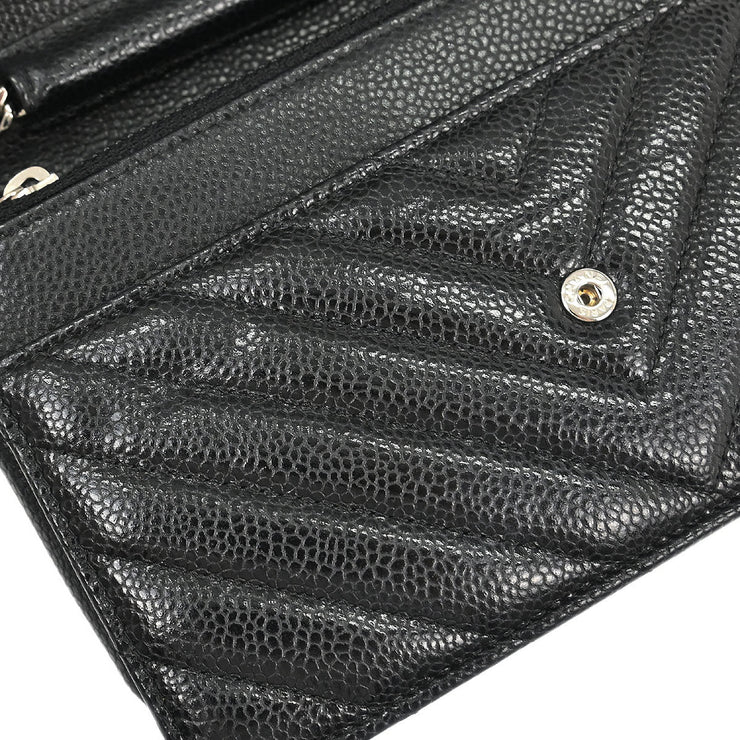 Chanel Black Calfskin Chevron Classic WOC Wallet On Chain 177514