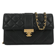 Chanel Black Lambskin Chevron WOC Wallet On Chain 177516