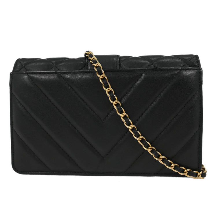 Chanel Black Lambskin Chevron WOC Wallet On Chain 177516