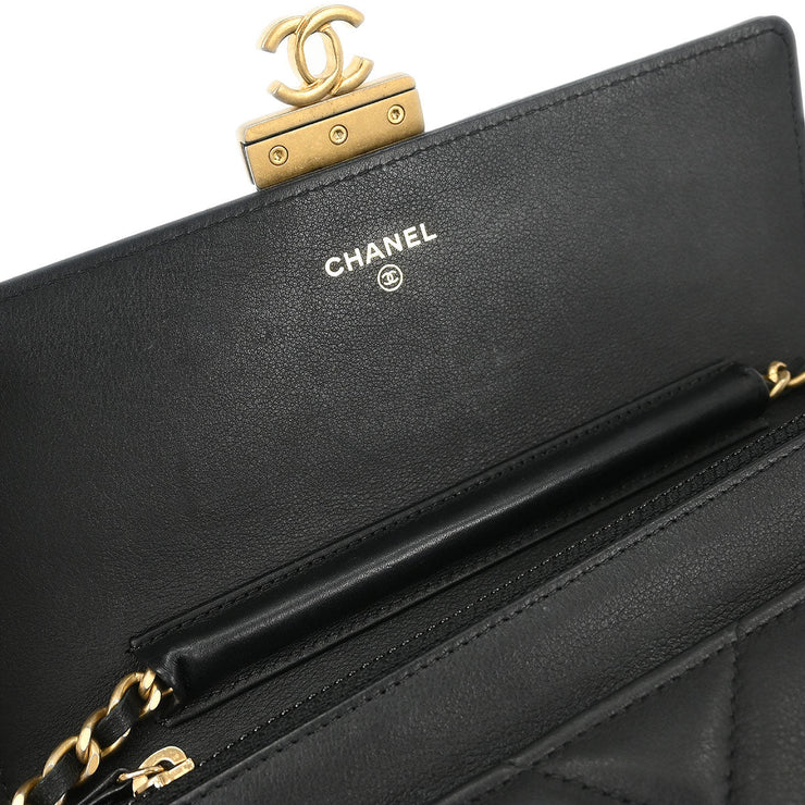 Chanel Black Lambskin Chevron WOC Wallet On Chain 177516