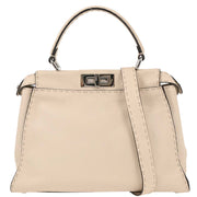 Fendi Off-white Leather Peekaboo 2way Handbag 8BN290-NDU-189-3262 177524