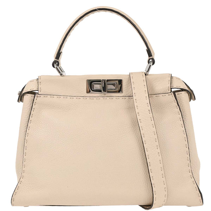 Fendi Off-white Leather Peekaboo 2way Handbag 8BN290-NDU-189-3262 177524