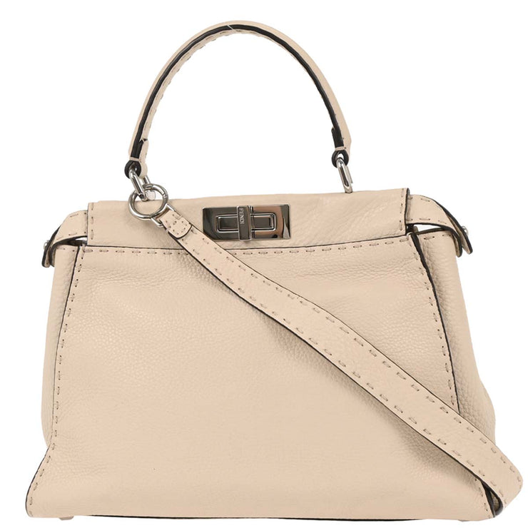 Fendi Off-white Leather Peekaboo 2way Handbag 8BN290-NDU-189-3262 177524