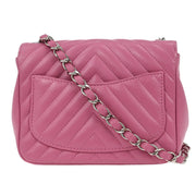 Chanel Pink Lambskin Chevron Mini Classic Square Flap Bag 17 177530
