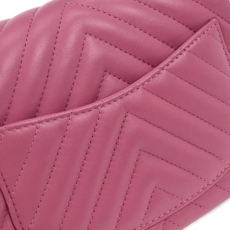 Chanel Pink Lambskin Chevron Mini Classic Square Flap Bag 17 177530