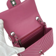 Chanel Pink Lambskin Chevron Mini Classic Square Flap Bag 17 177530