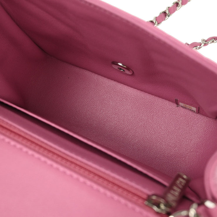 Chanel Pink Lambskin Chevron Mini Classic Square Flap Bag 17 177530