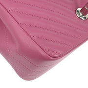 Chanel Pink Lambskin Chevron Mini Classic Square Flap Bag 17 177530