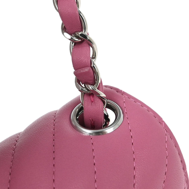 Chanel Pink Lambskin Chevron Mini Classic Square Flap Bag 17 177530