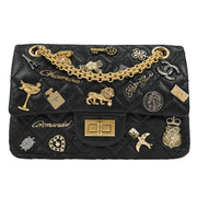 Chanel Black Calfskin Icon 2.55 Double Flap Shoulder Bag 177531
