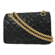 Chanel Black Calfskin Icon 2.55 Double Flap Shoulder Bag 177531