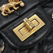 Chanel Black Calfskin Icon 2.55 Double Flap Shoulder Bag 177531