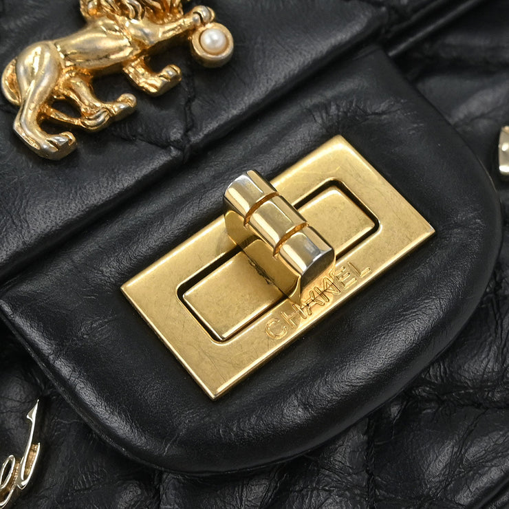 Chanel Black Calfskin Icon 2.55 Double Flap Shoulder Bag 177531