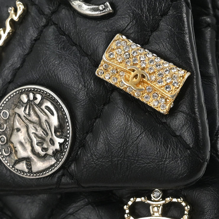 Chanel Black Calfskin Icon 2.55 Double Flap Shoulder Bag 177531