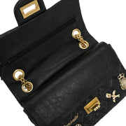 Chanel Black Calfskin Icon 2.55 Double Flap Shoulder Bag 177531