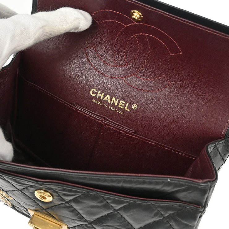 Chanel Black Calfskin Icon 2.55 Double Flap Shoulder Bag 177531