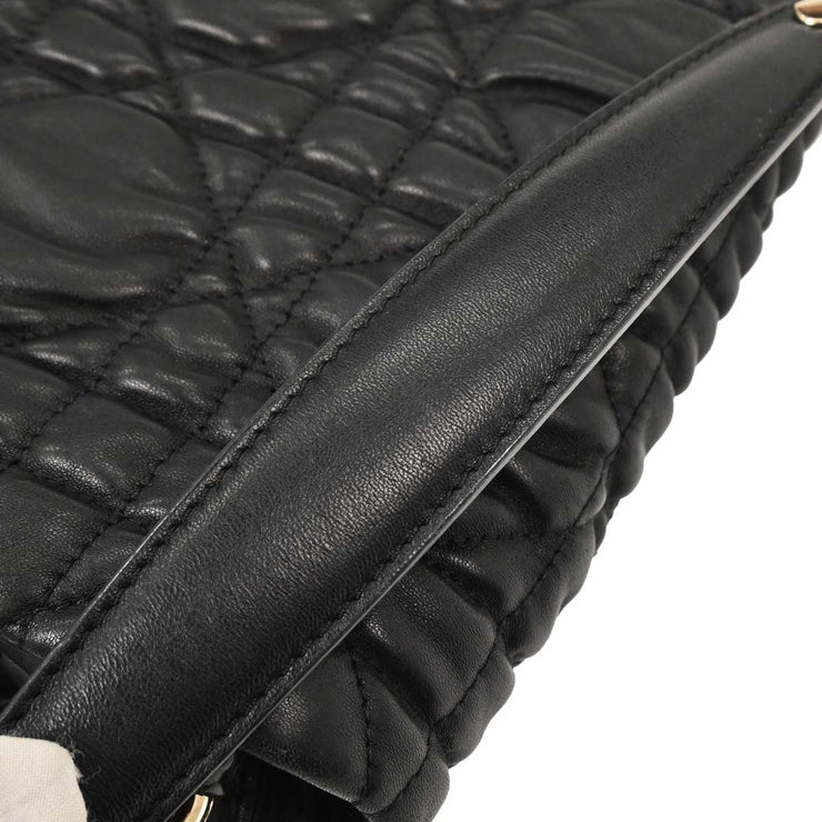 Christian Dior Black Lambskin Cannage Handbag 15-BO-0160 177557