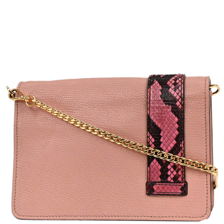 Miu Miu Pink Leather Python Shoulder Bag 154 177561