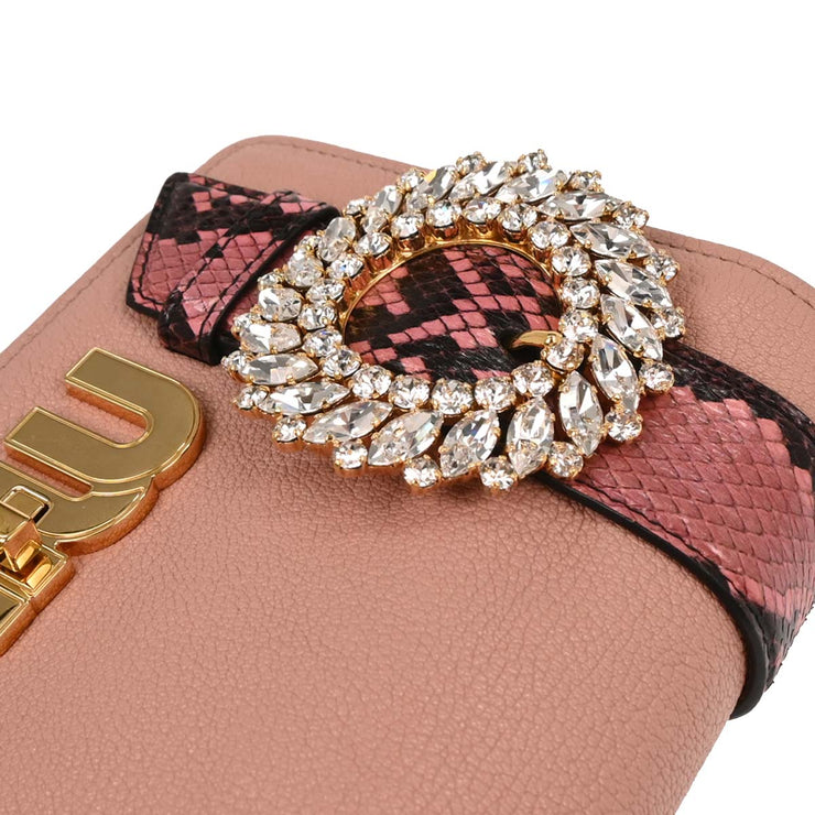 Miu Miu Pink Leather Python Shoulder Bag 154 177561