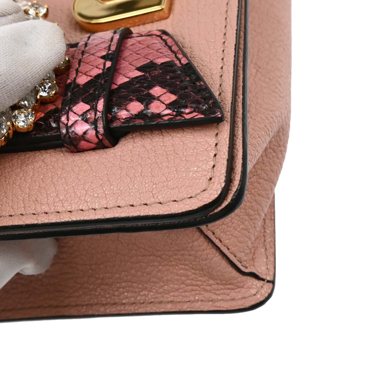 Miu Miu Pink Leather Python Shoulder Bag 154 177561
