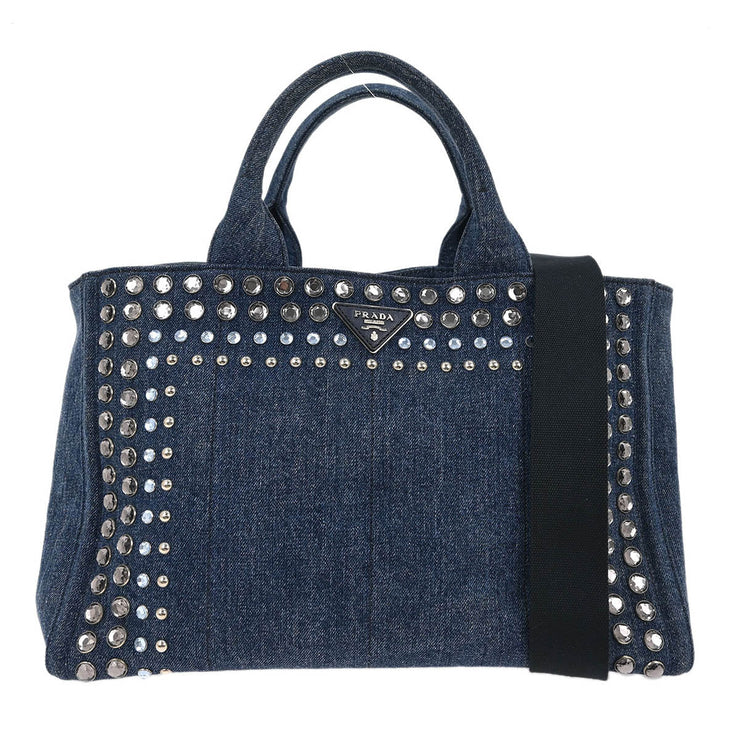 Prada Blue Denim Canapa Tote Handbag 203 177563