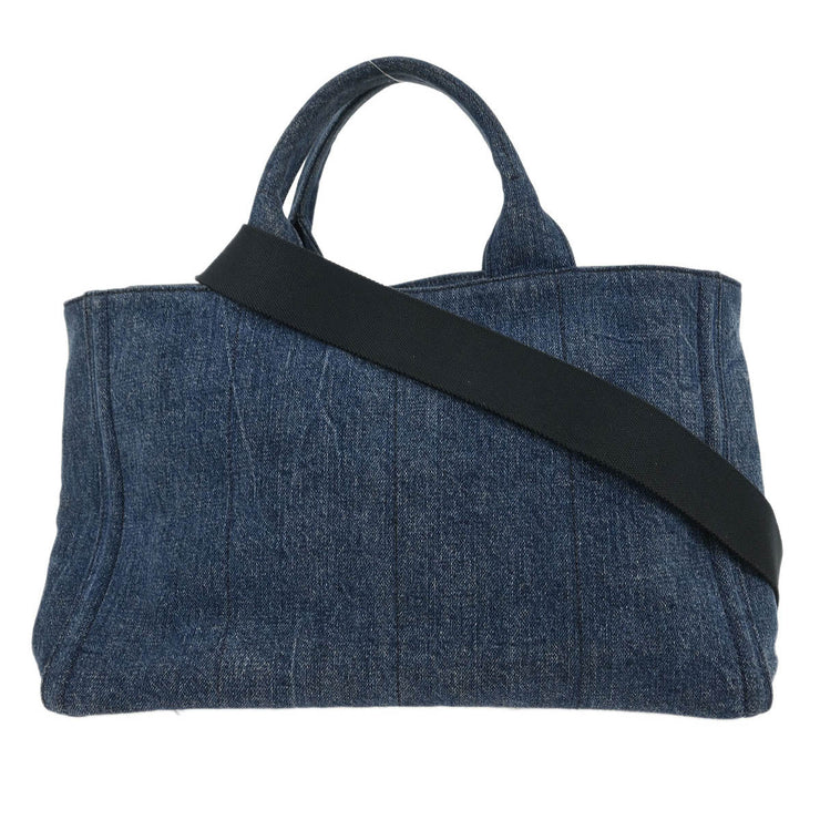 Prada Blue Denim Canapa Tote Handbag 203 177563