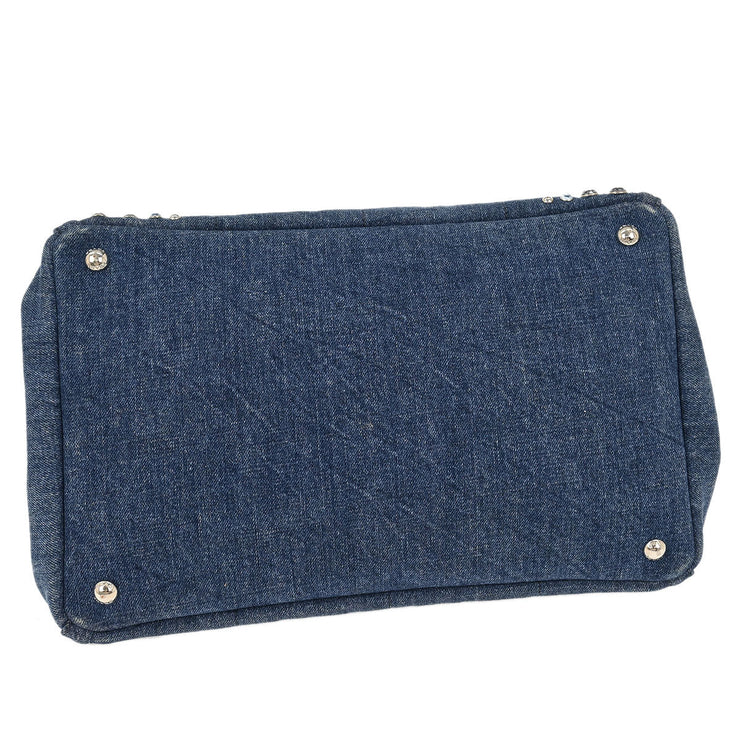 Prada Blue Denim Canapa Tote Handbag 203 177563