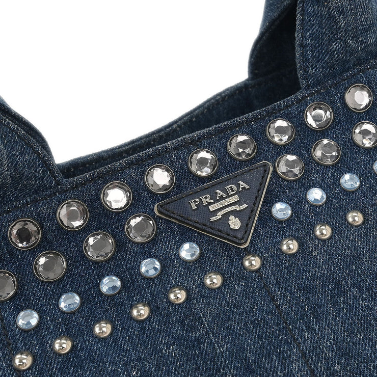 Prada Blue Denim Canapa Tote Handbag 203 177563
