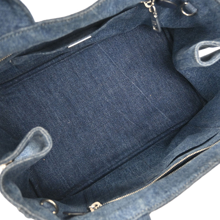 Prada Blue Denim Canapa Tote Handbag 203 177563