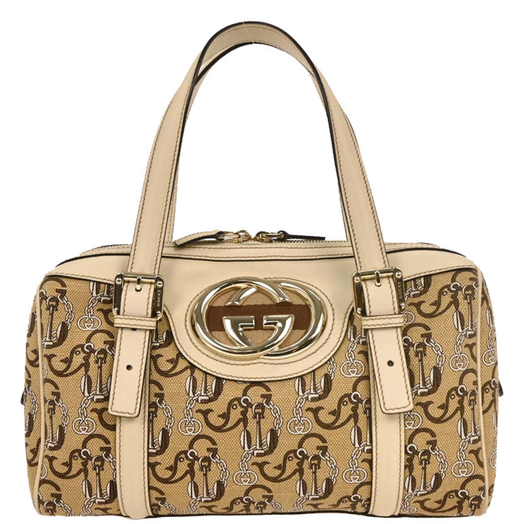 Gucci Beige Canvas Interlocking Handbag 170009 001364 177566
