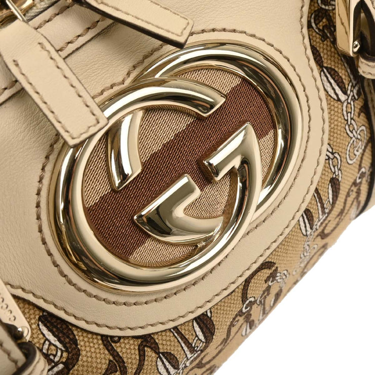 Gucci Beige Canvas Interlocking Handbag 170009 001364 177566
