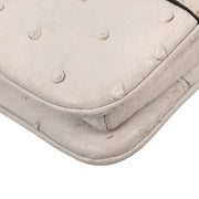 Gucci White Ostrich Metal Bamboo Handbag 131324 213317 177576