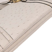 Gucci White Ostrich Metal Bamboo Handbag 131324 213317 177576