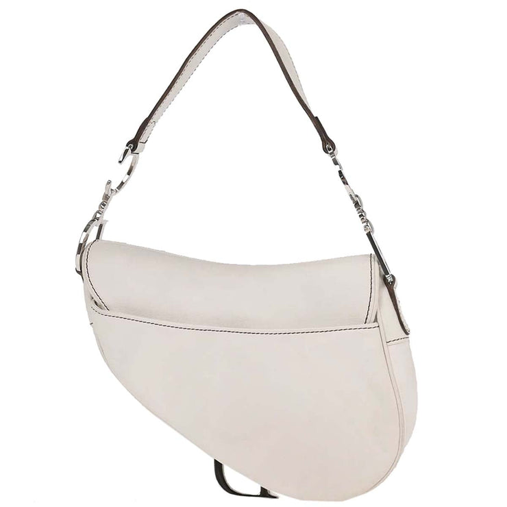 Christian Dior White Leather Saddle Handbag 01RU1003 177577