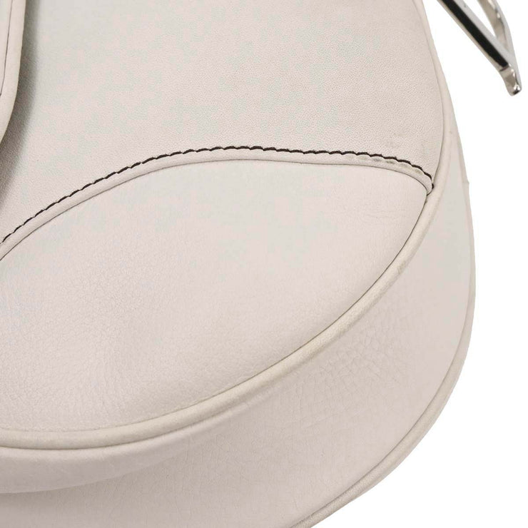 Christian Dior White Leather Saddle Handbag 01RU1003 177577