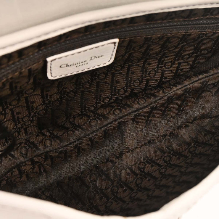 Christian Dior White Leather Saddle Handbag 01RU1003 177577