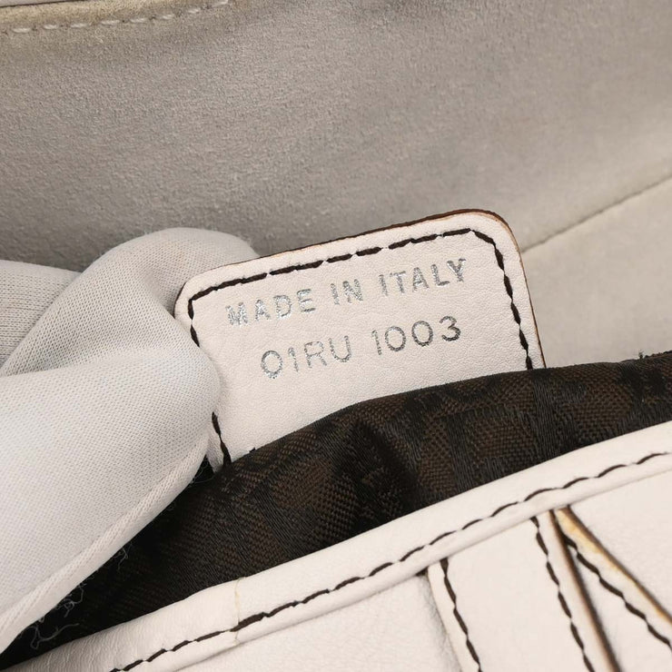 Christian Dior White Leather Saddle Handbag 01RU1003 177577