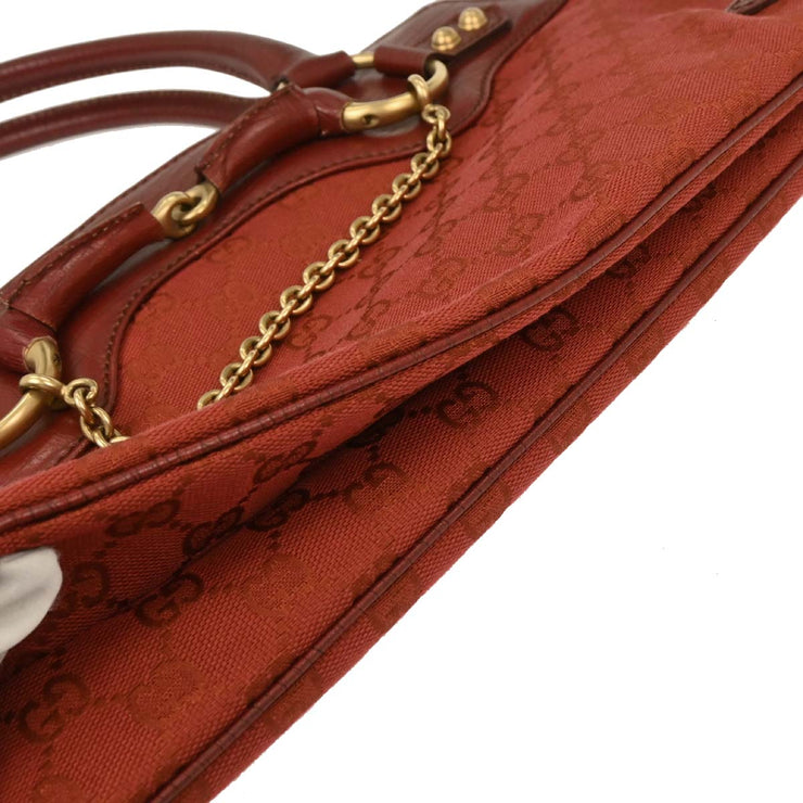 Gucci Red Canvas GG Horsebit Handbag 114013 002058 177580