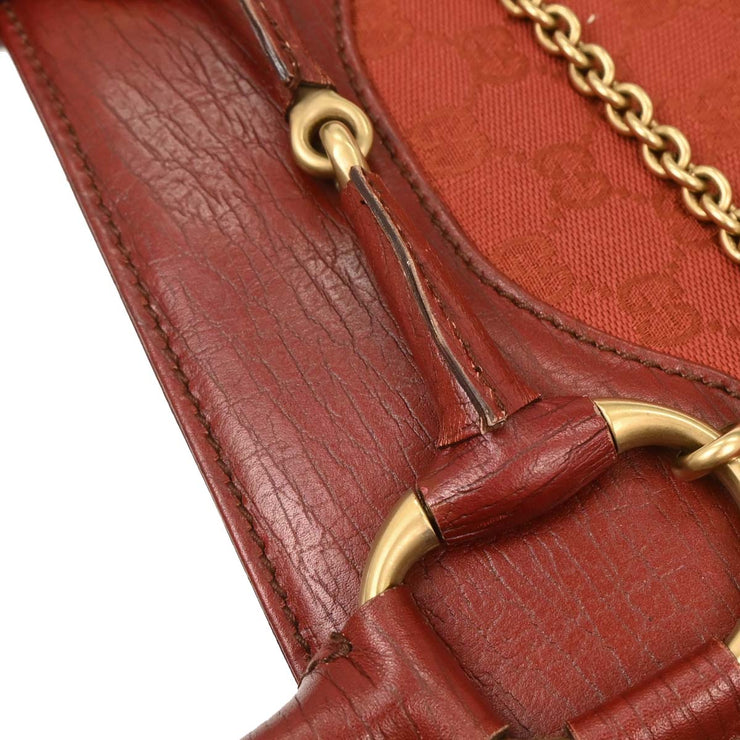 Gucci Red Canvas GG Horsebit Handbag 114013 002058 177580