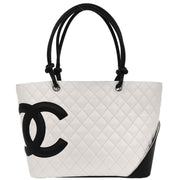 Chanel White Calfskin Cambon Ligne Tote Handbag 177583