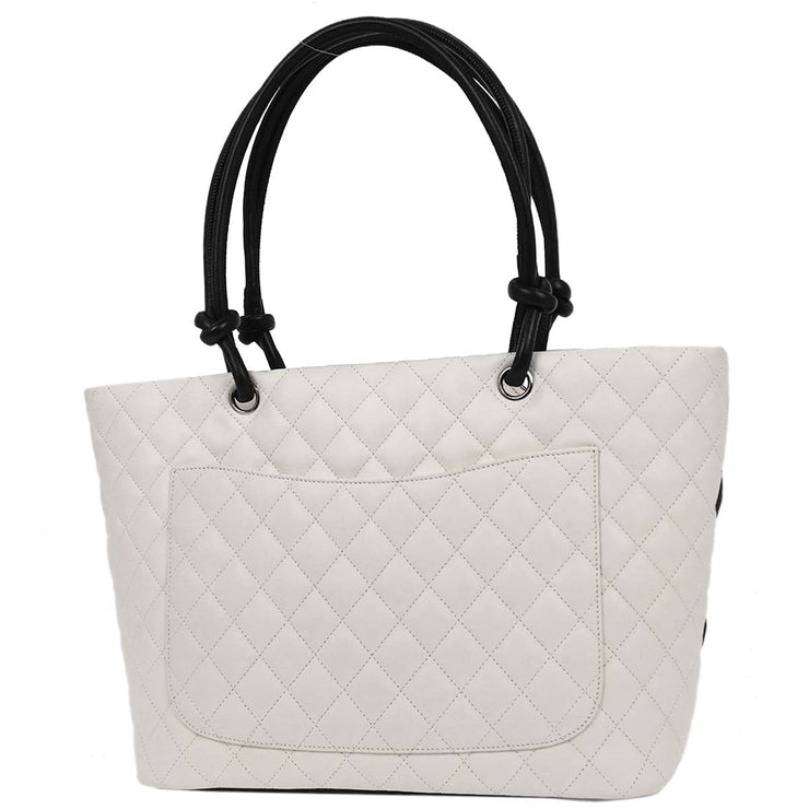 Chanel White Calfskin Cambon Ligne Tote Handbag 177583