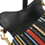 Christian Dior Black Canvas Leather Saddle Handbag 02-MA-0198 177585