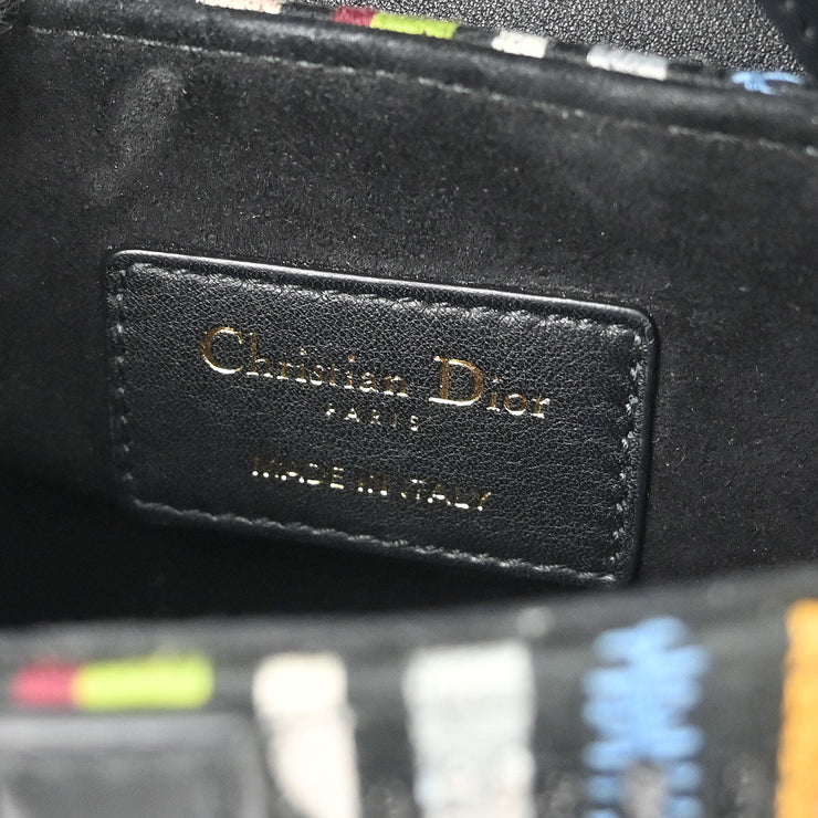 Christian Dior Black Canvas Leather Saddle Handbag 02-MA-0198 177585