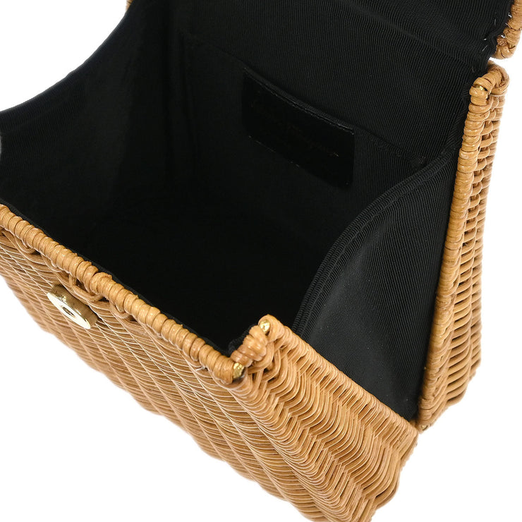 Salvatore Ferragamo Beige Ratan Gancini Handbag DO-216176 177609